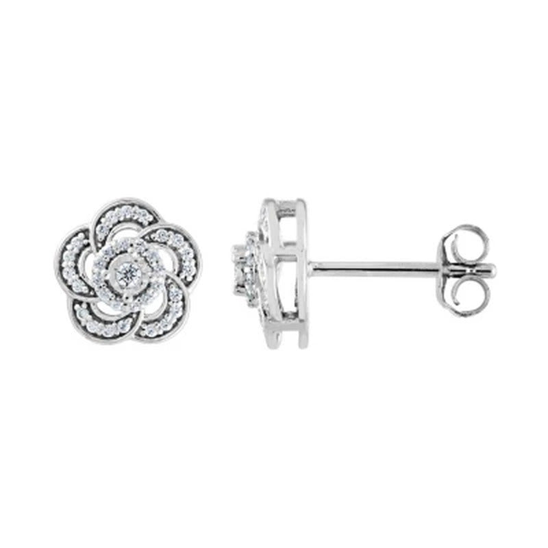 0.20 CT. T.W. Diamond Flower Earrings in 14K Gold