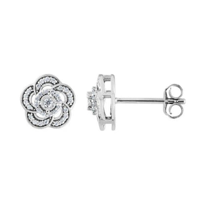 0.20 CT. T.W. Diamond Flower Earrings in 14K Gold