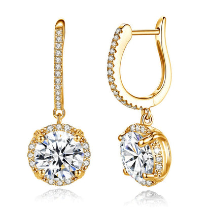 Certified 4 Carats 8Mm Moissanite Diamond Earrings for Women 100% 925 Sterling