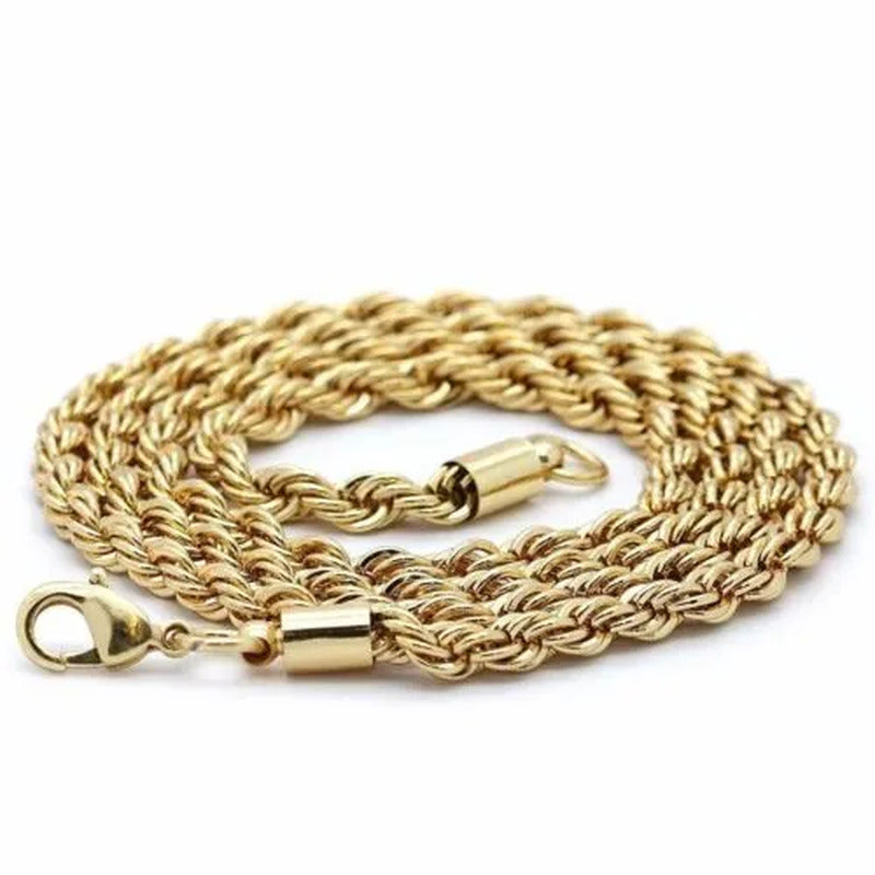 Mens Hip Hop 14K Gold Plated Simulated Black Ruby Pendant 24" 4Mm Rope Chain