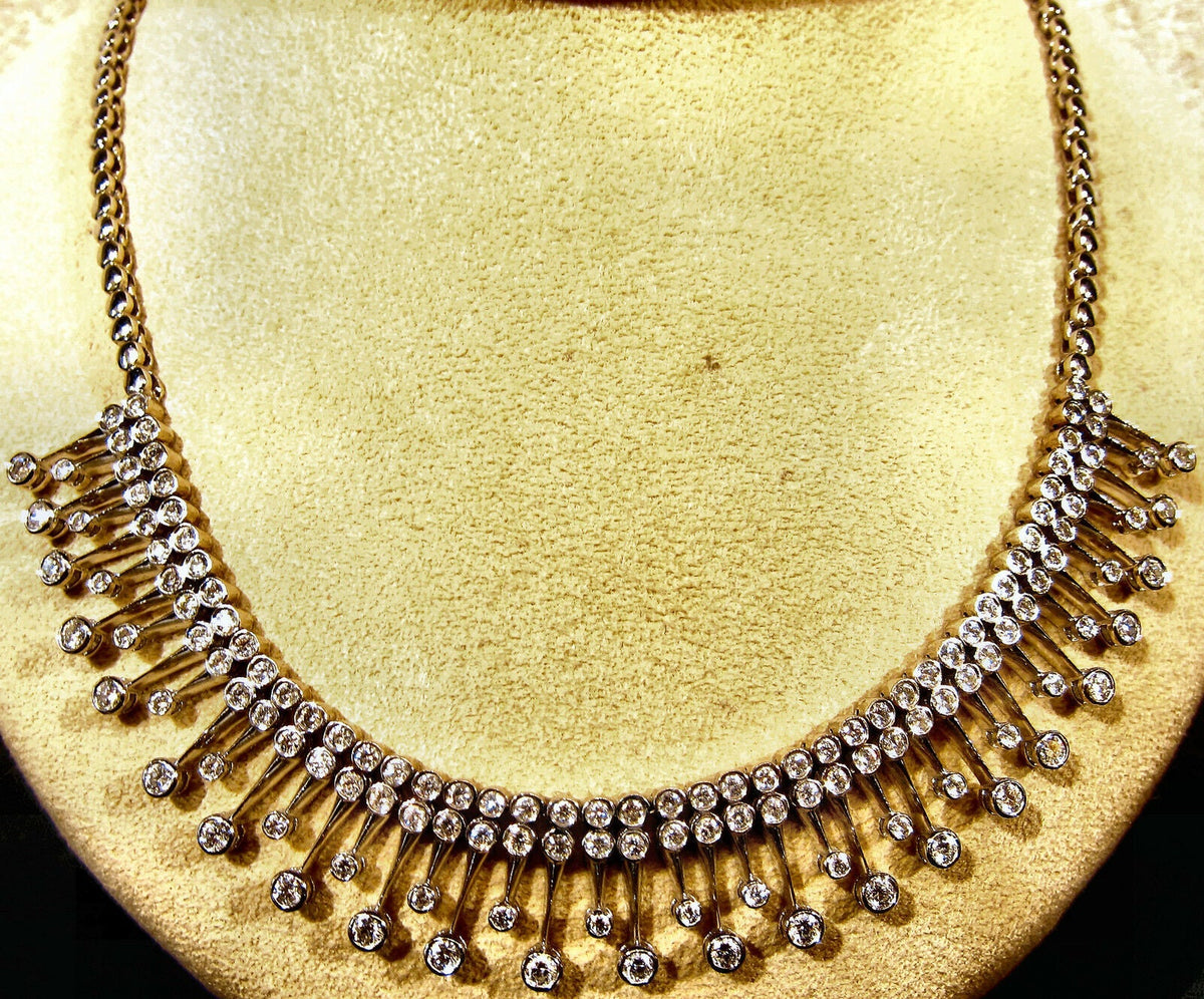 6.01 CT G COLOR VS1/2 CLARITY DIAMOND NECKLACE FRONT SET ROUND SHAPE 14 K WHITE