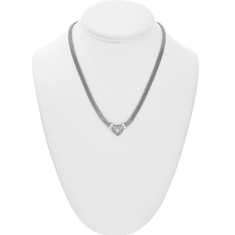 0.12 CT. T.W. Diamond Heart Necklace in Italian Sterling Silver