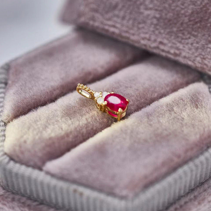 Women'S Natural Pigeon Blood Ruby and Diamond Pendant