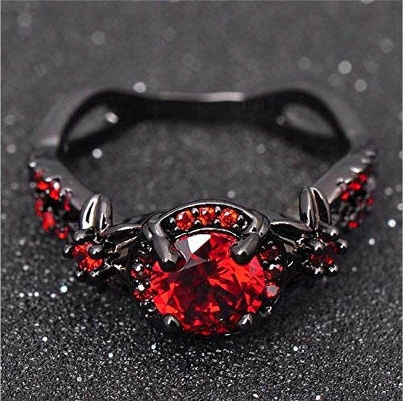 Duan Finger Rings White Fire Opal CZ Fashion round Red Ruby Ring Women'S 10KT Bl