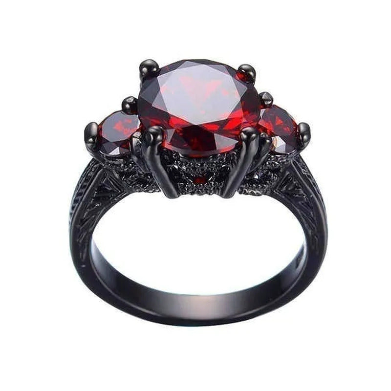 Fashion Jewelry Red Ruby Garnet CZ Wedding Ring for Women Size 5/6/7/8/9/10