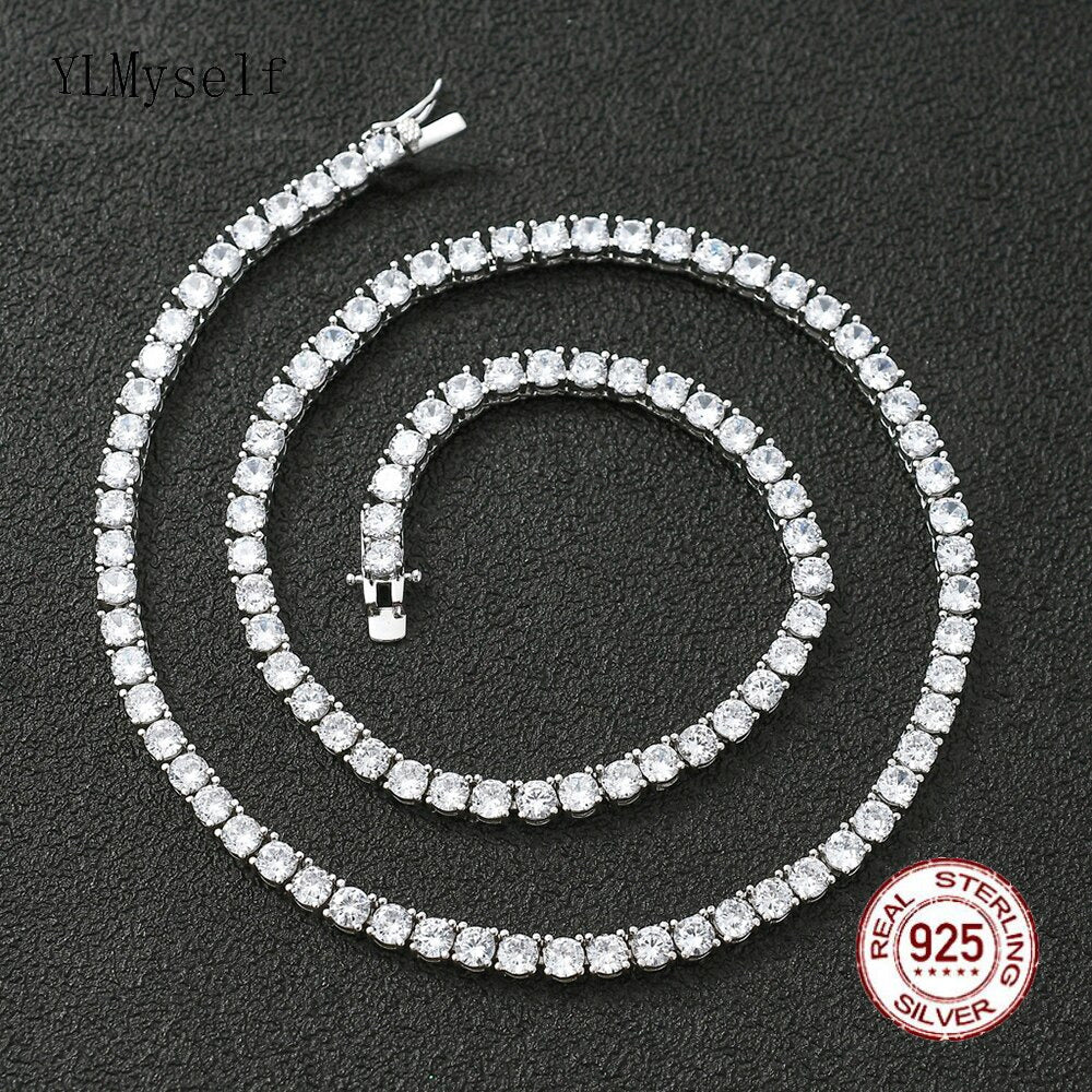 16-24 Inch 100% Guarante Real 925 Sterling Silver Pave 2Mm/3Mm/4Mm Sparkly