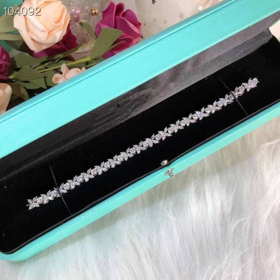 New S925 Sterling Silver Horse Eye Full Diamond Bracelet