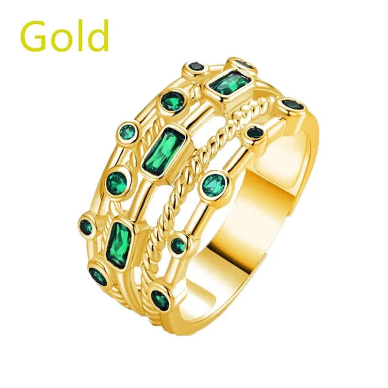 Fashion Jewelry 925 Sterling Silver Women Emerald Ring Elegant Princess Proposal