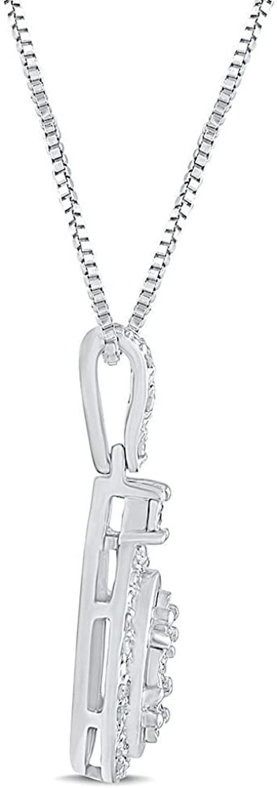 Diamond Pendant Necklace in Sterling Silver 1/10 Cttw - 18 Inch Box Chain
