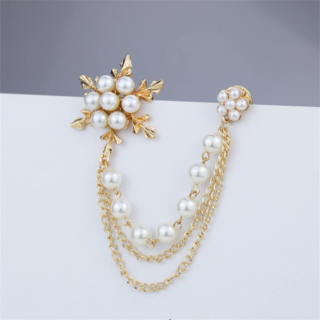 QUUL Korean Jewelry Fashion Pearl Ice Flower Tassel Brooch Korean Version Corsag