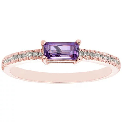 Amethyst and 0.10 CT. T.W. Diamond Ring in 14K Gold