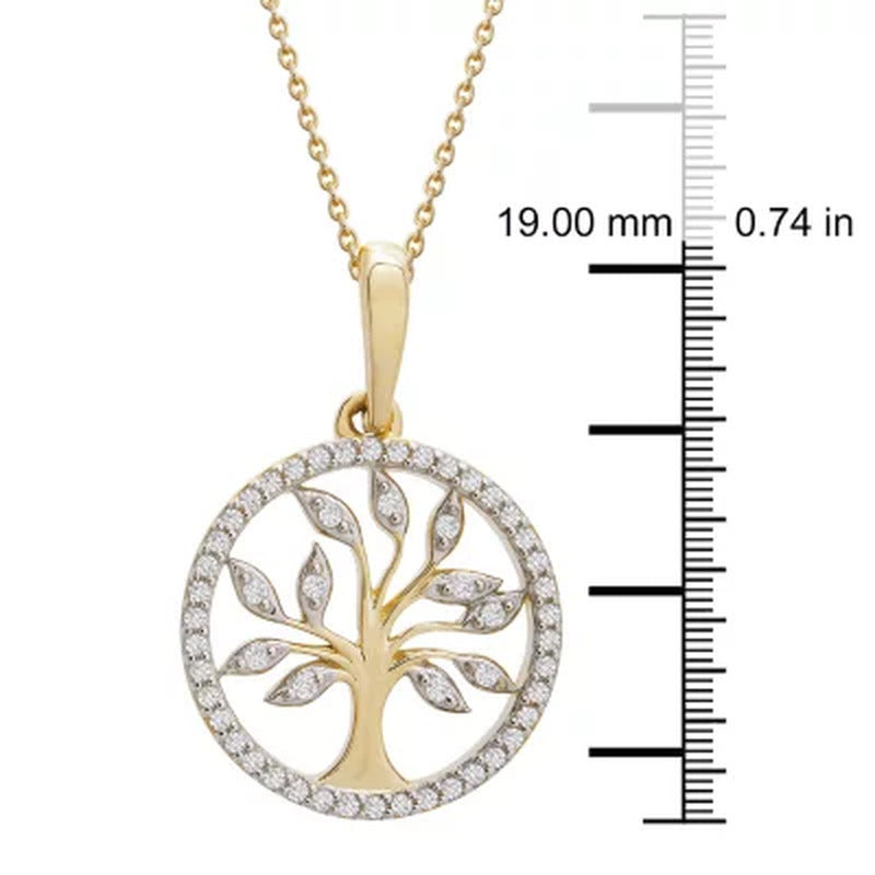 0.12 CT. T.W. Diamond Tree of Life Pendant in 14K Yellow Gold (I, I1)