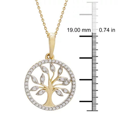 0.12 CT. T.W. Diamond Tree of Life Pendant in 14K Yellow Gold (I, I1)