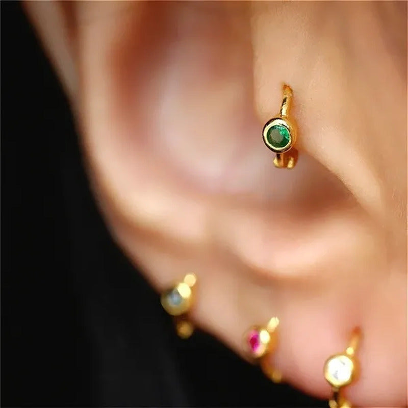 1PC Tiny Color Diamond Hoop Earrings Huggie Hoops Dainty Ear Bone Earrings