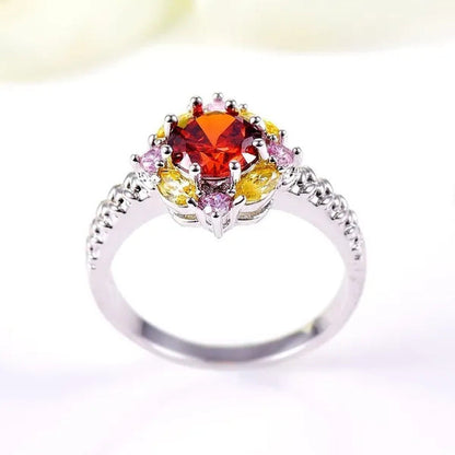 Elegant 925 Sterling Silver Emerald Women Rings Fashion Ruby Amethyst Wedding Pa