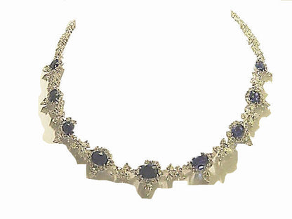 OVAL BLUE SAPPHIRE 9 SET WITH 84 MARQUISE SHAPE 75 PEAR SHAPE 77 ROUND NECKLACE