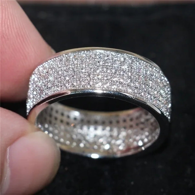 Luxury Woman Fashion Accessories Shiny Gold Color Ring Crystal Zircon Jewelry fo