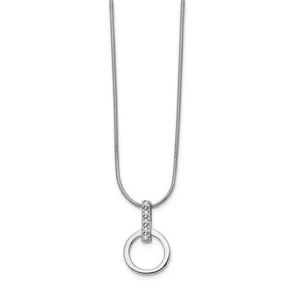 18 In. Sterling Silver 0.05 CT Diamond Necklace, Polished