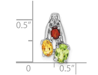4/5 Carat (Ctw) Garnet, Peridot and Citrine Pendant Necklace in Sterling Silver