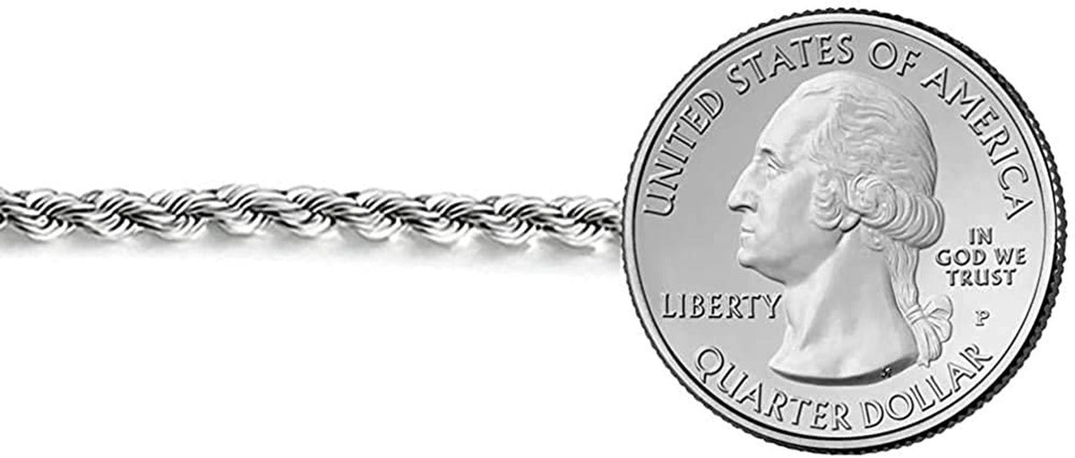 925 Sterling Silver 4.5Mm Solid Italian Rope Diamond Cut Twist Link Chain Neckla