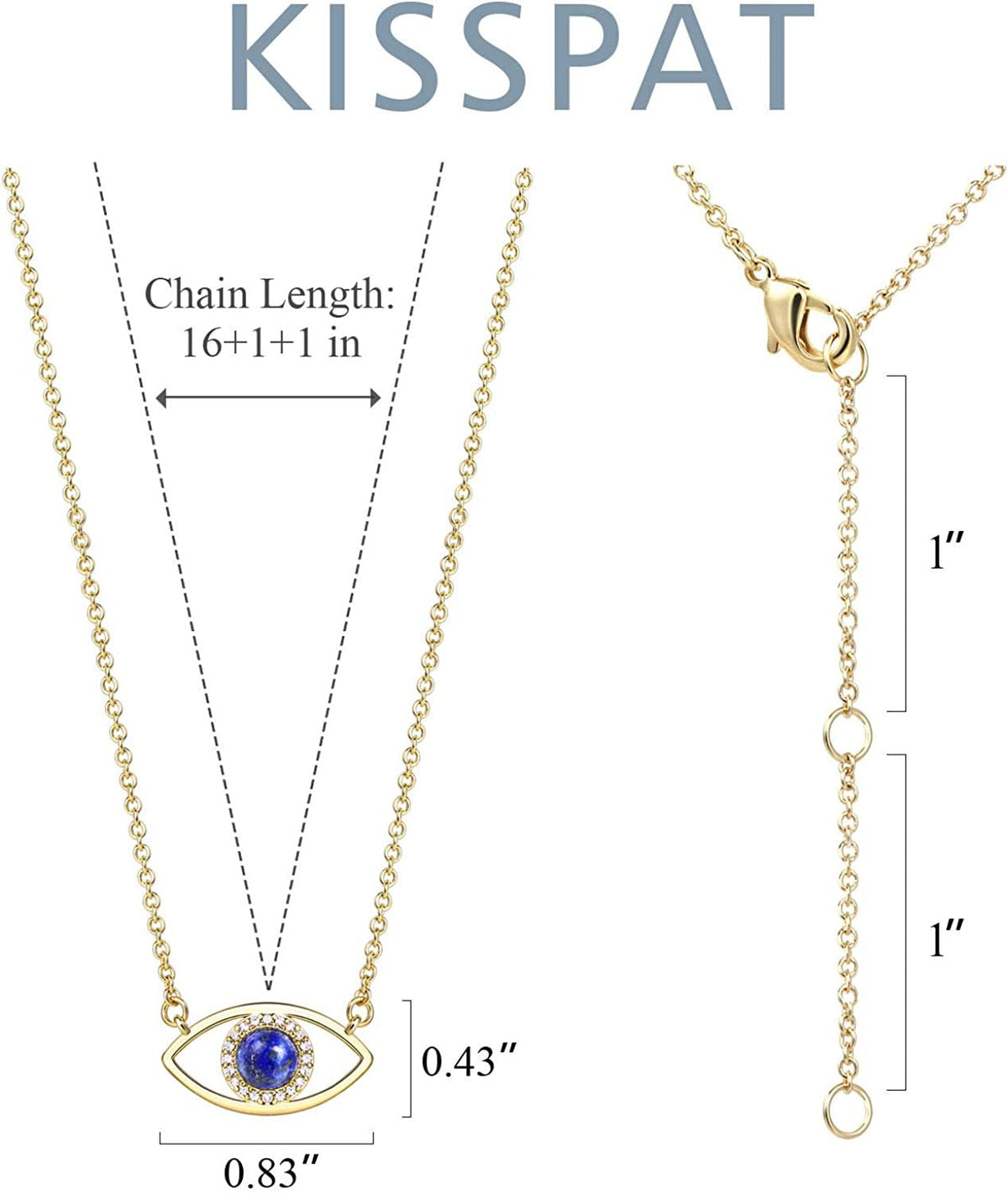 14K Gold Dainty Evil Eye Necklace for Women | Gemstone Necklace | Real Crystal N