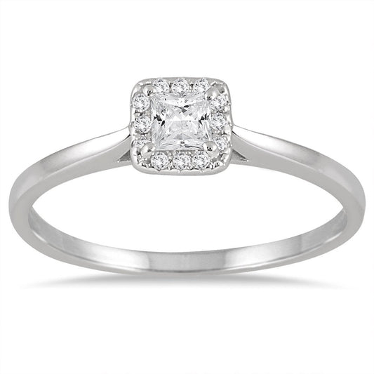 Women'S 1/3 Carat TW Princess Diamond Halo Ring in 14K White Gold (J-K-L Color,