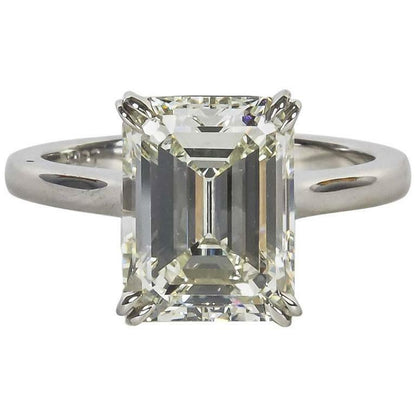Engagement 4.26 Carat GIA Cert Emerald Cut Diamond K VVS2 Clarity Grade Ring PLT