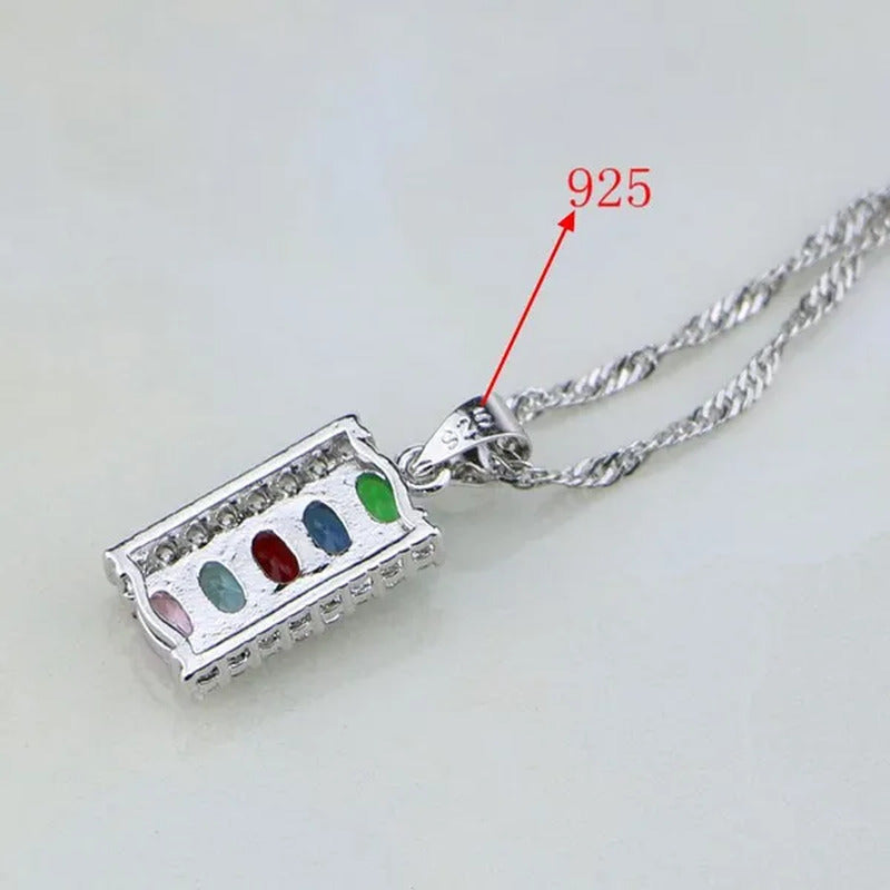 Multicolor 925 Silver Jewelry Set Mystic Topaz Jewelry Sets for Women Necklace/E
