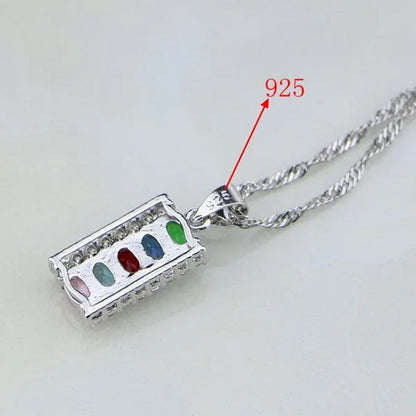 Multicolor 925 Silver Jewelry Set Mystic Topaz Jewelry Sets for Women Necklace/E