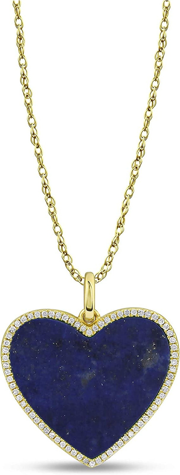 1/6 Carat Diamond and Turquoise or Blue Lapis Heart Pendant Necklace for Women i
