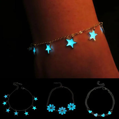 Fashion Anklets for Women Little Star Heart Flower Glow in the Dark Ankle Bracel