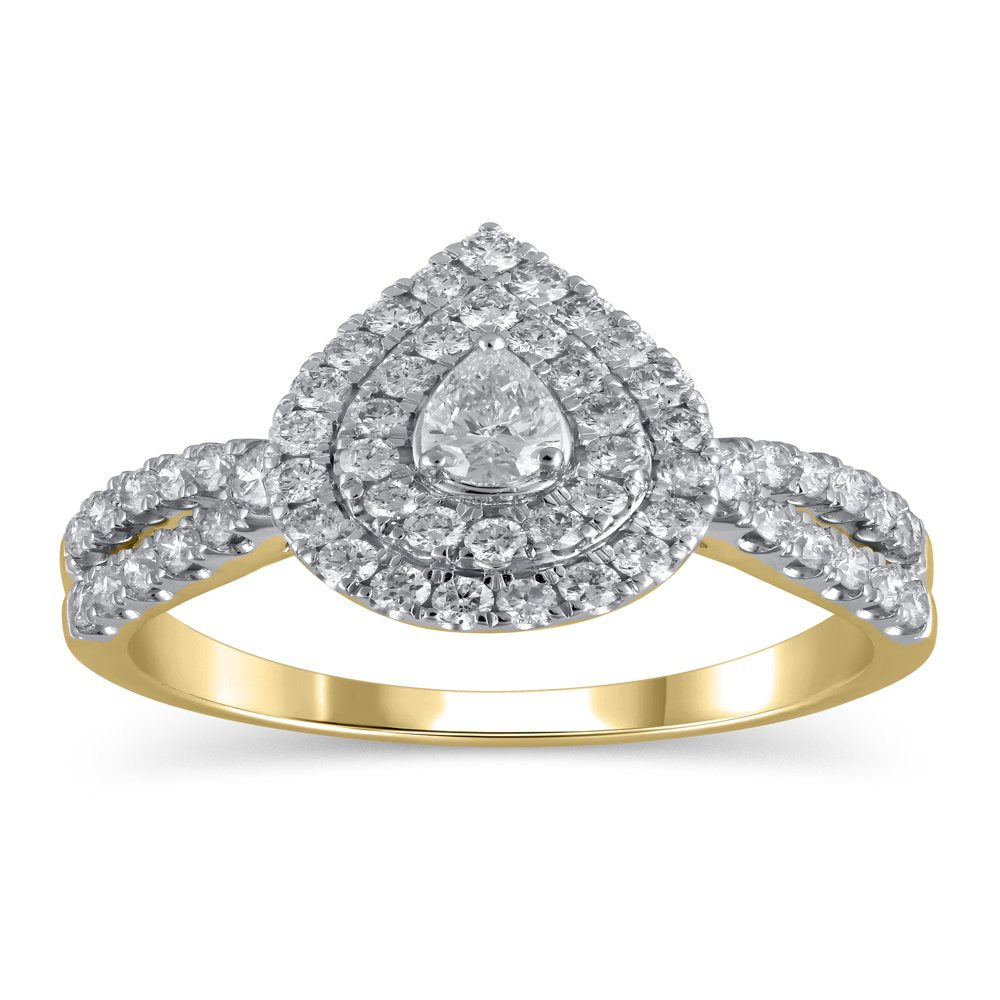1 Carat T.W. (I2 Clarity, H-I Color) Brilliance Fine Jewelry Pear Cut Diamond En
