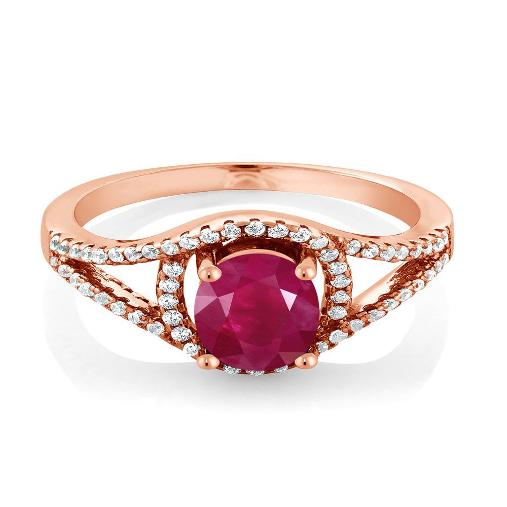 2.31 Ct Oval Red Ruby 18K Rose Gold Plated Silver Ring