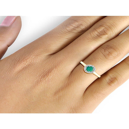 1/2 Carat T.G.W. Emerald and White Diamond Accent 14Kt Gold over Silver Ring