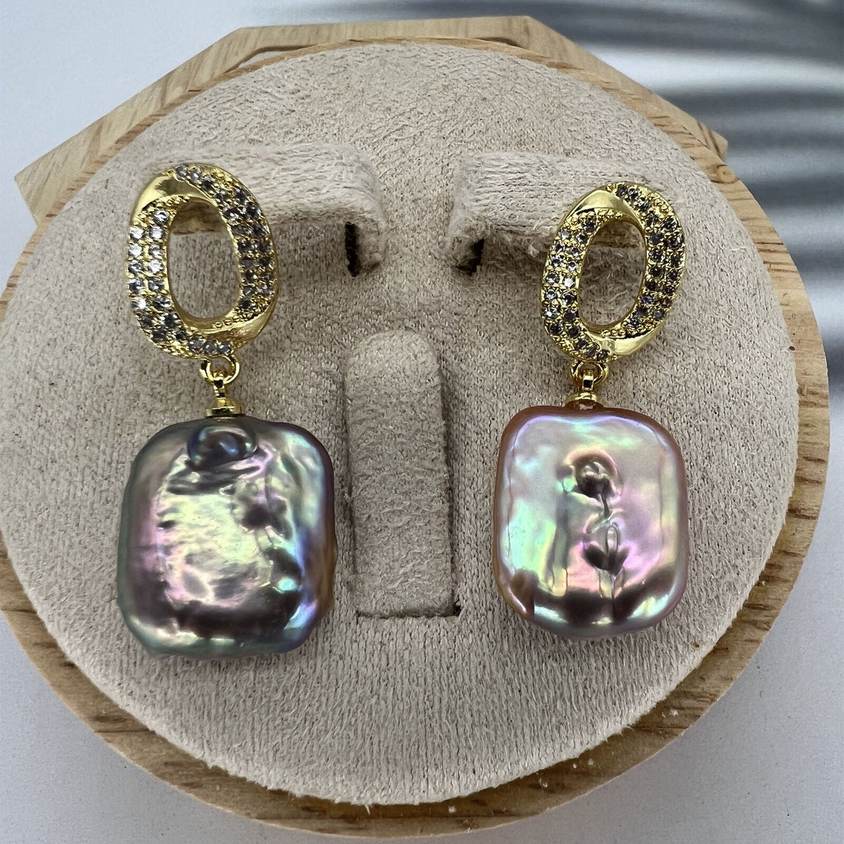 Square Baroque Pearl Necklace Bracelet Earrings Ring Set
