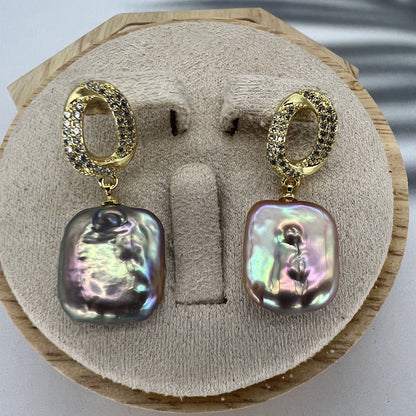 Square Baroque Pearl Necklace Bracelet Earrings Ring Set