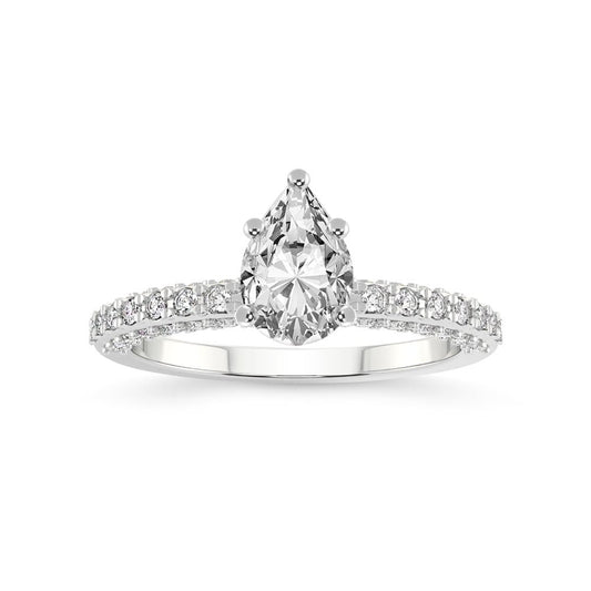 1 Carat IGI Certified Pear Shape Lab Grown Diamond Engagement Ring | 14K White G