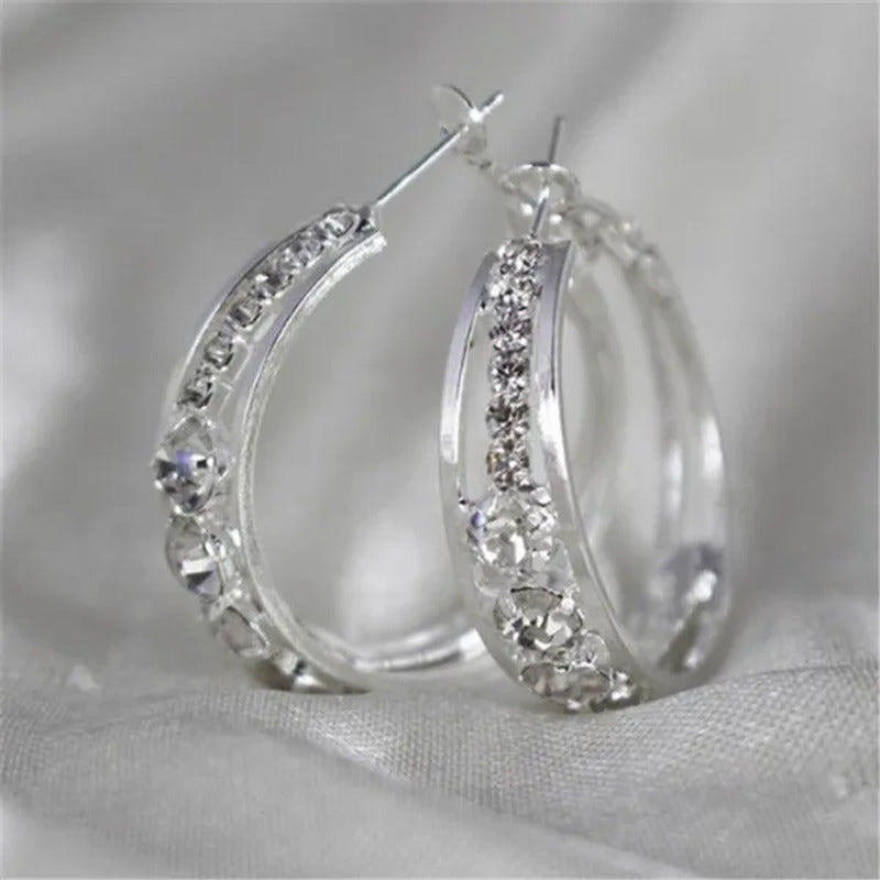 Luxury Fashion Creative Zircon Earrings Natural Zircon Earrings Golden Silvery B