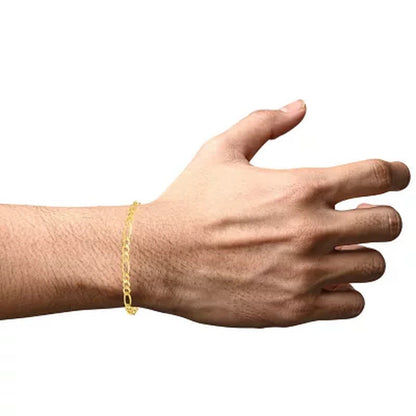Solid Figaro Link Bracelet 8", 4.5Mm in 14K Yellow Gold
