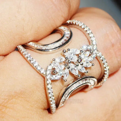 Luxury 925 Silver White Sapphire Rings Natural Gemstones Birthstone Engagement R