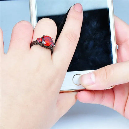 Fashion Jewelry Red Ruby Garnet CZ Wedding Ring for Women Size 5/6/7/8/9/10