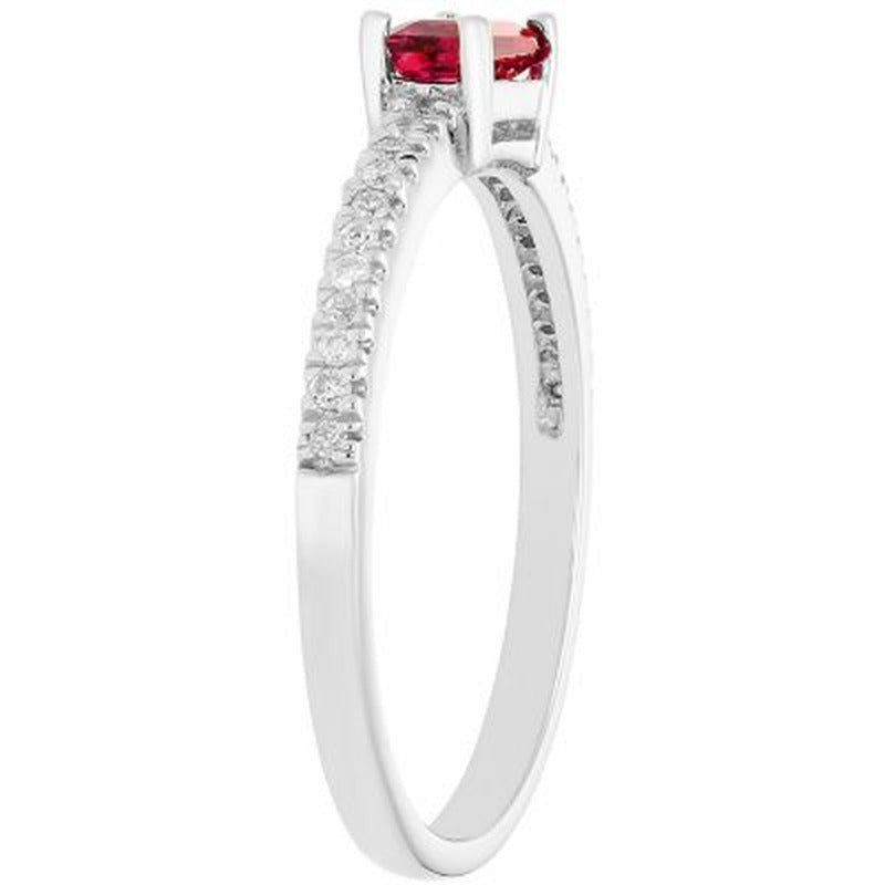 Lab Ruby and 0.10 CT. T.W. Diamonds in 14K Gold