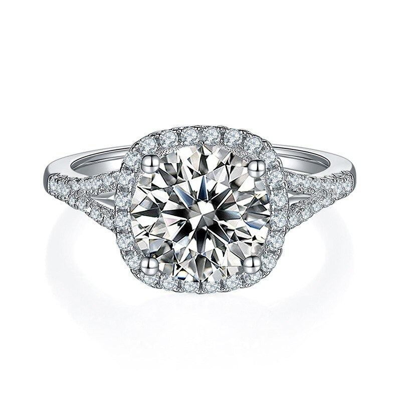 3 Carats Real Moissanite Ring 925 Sterling Silver Luxury Charms Hearts