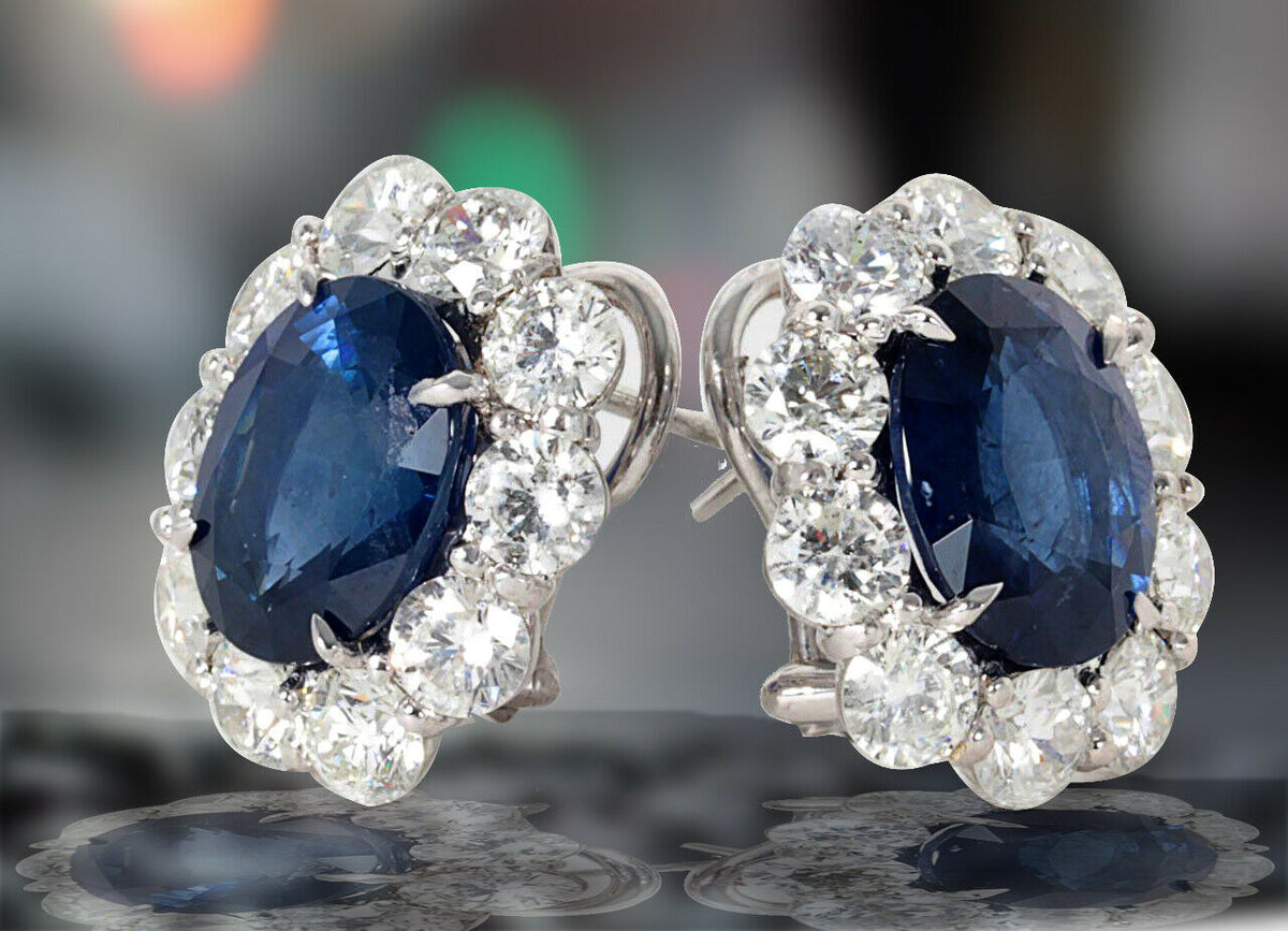 Exquisite Ceylon Sapphire Diamond Gold Earrings
