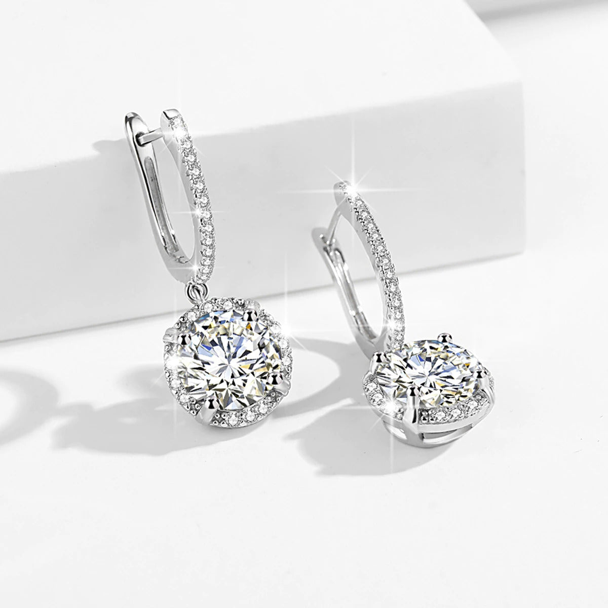 Certified 4 Carats 8Mm Moissanite Diamond Earrings for Women 100% 925 Sterling