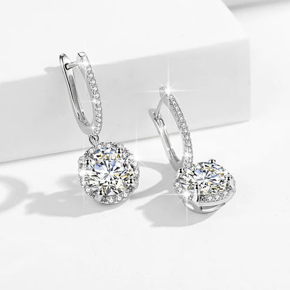 Certified 4 Carats 8Mm Moissanite Diamond Earrings for Women 100% 925 Sterling