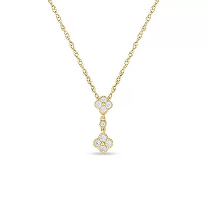 0.18 CT. T.W. Double Composite Flower Diamond Pendant in 14K Gold