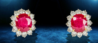 GIA CERTIFIED RUBIES OVAL SHAPE DIAMOND ROUND BRILLIANT SHAPE EARRING