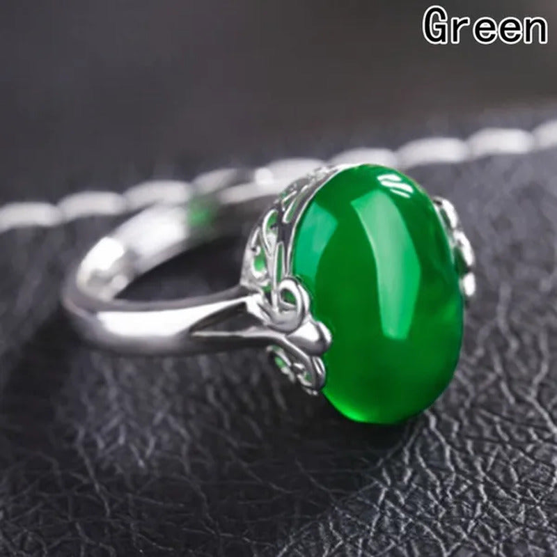 4 Colors Adjustable Natural Gemstone Ring Ruby Sapphire Powder Crystal Open Ring