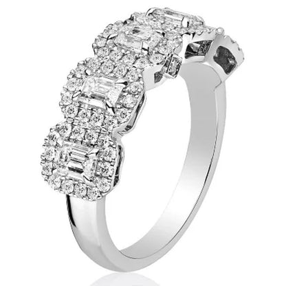 Superior Quality VS Collection 1.50 CT. T.W. Emerald Shaped Diamond Halo Band in